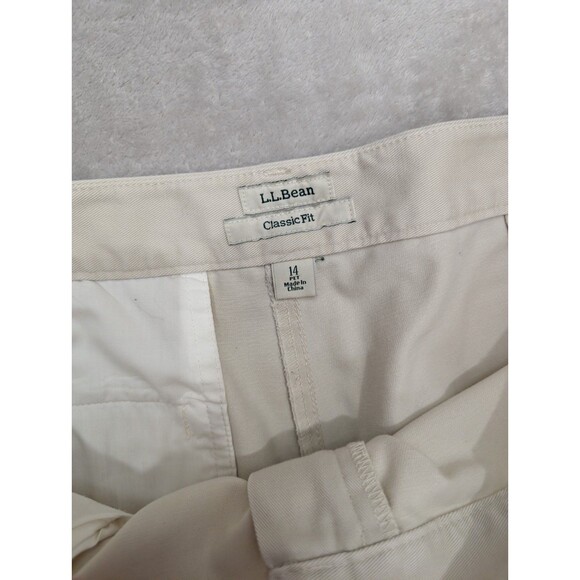 LL Bean Beige Ivory Khaki Classic Fit Straight Leg Pants Women’s Size 14 14P Pet - Picture 4 of 5
